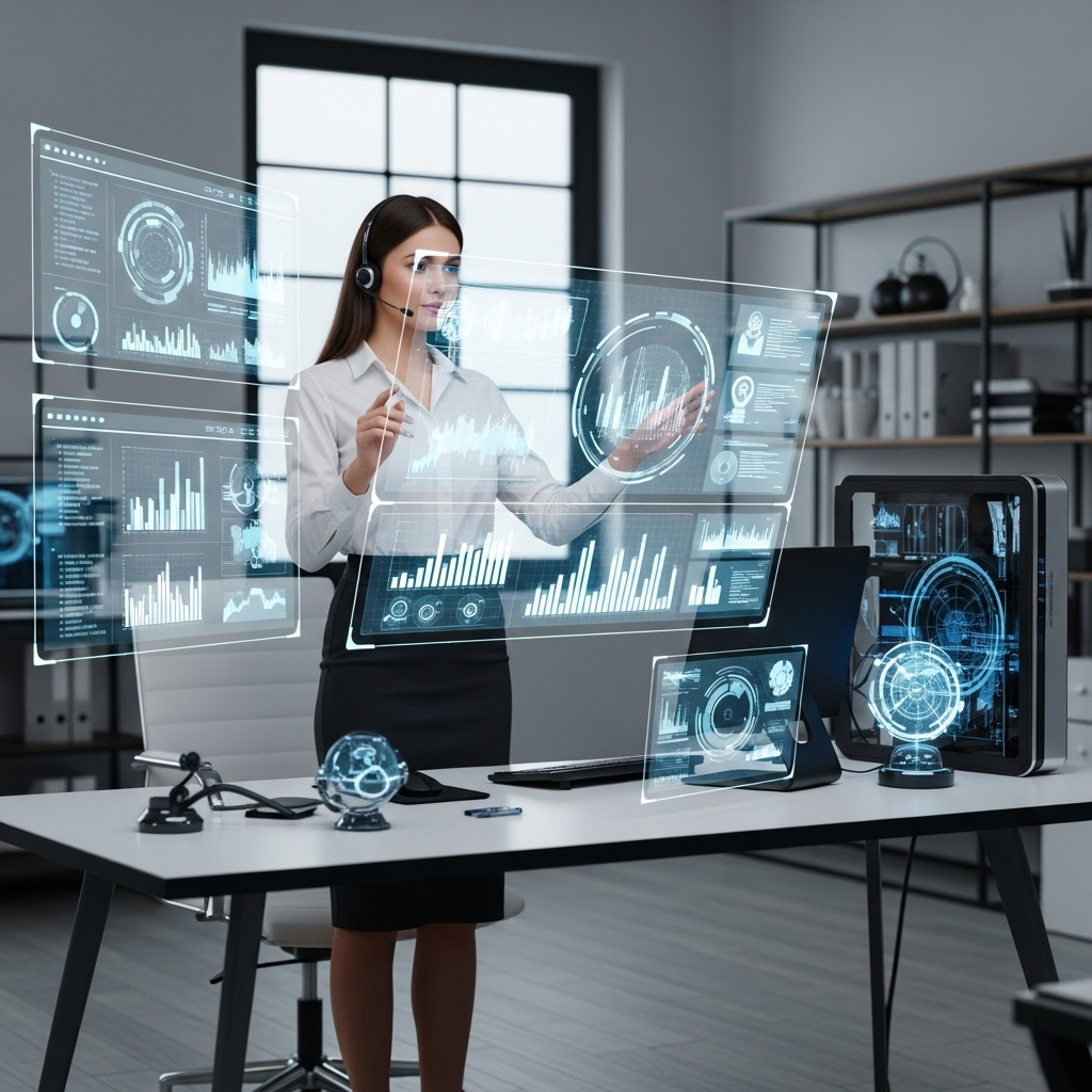 AI-powered digital dashboards analyzing data to improve productivity, decision-making, and modern technology workflows